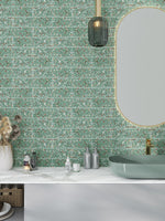 Aquaterra Green 3x12 Brick Shell Terrazzo Tile