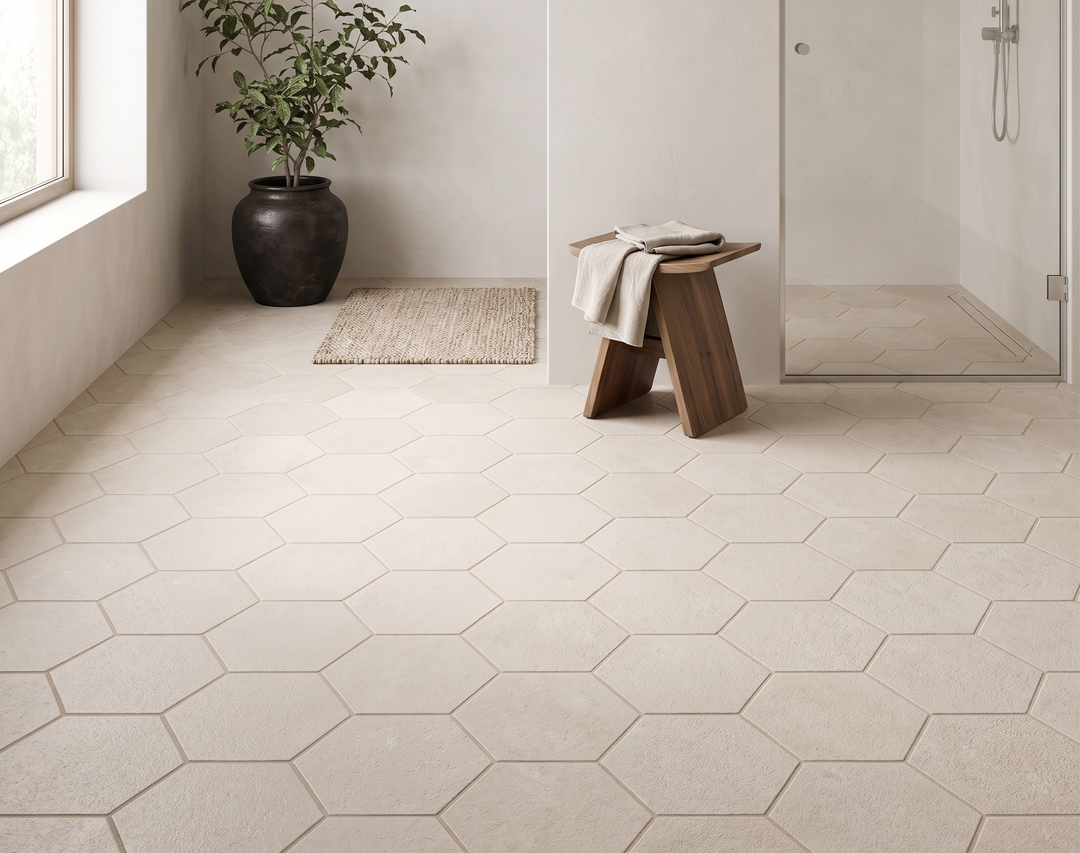 MX Argilla 8.5x10 hexagon porcelain tile showing a textured, earthy clay-colored surface ideal for stylish flooring or wall use.