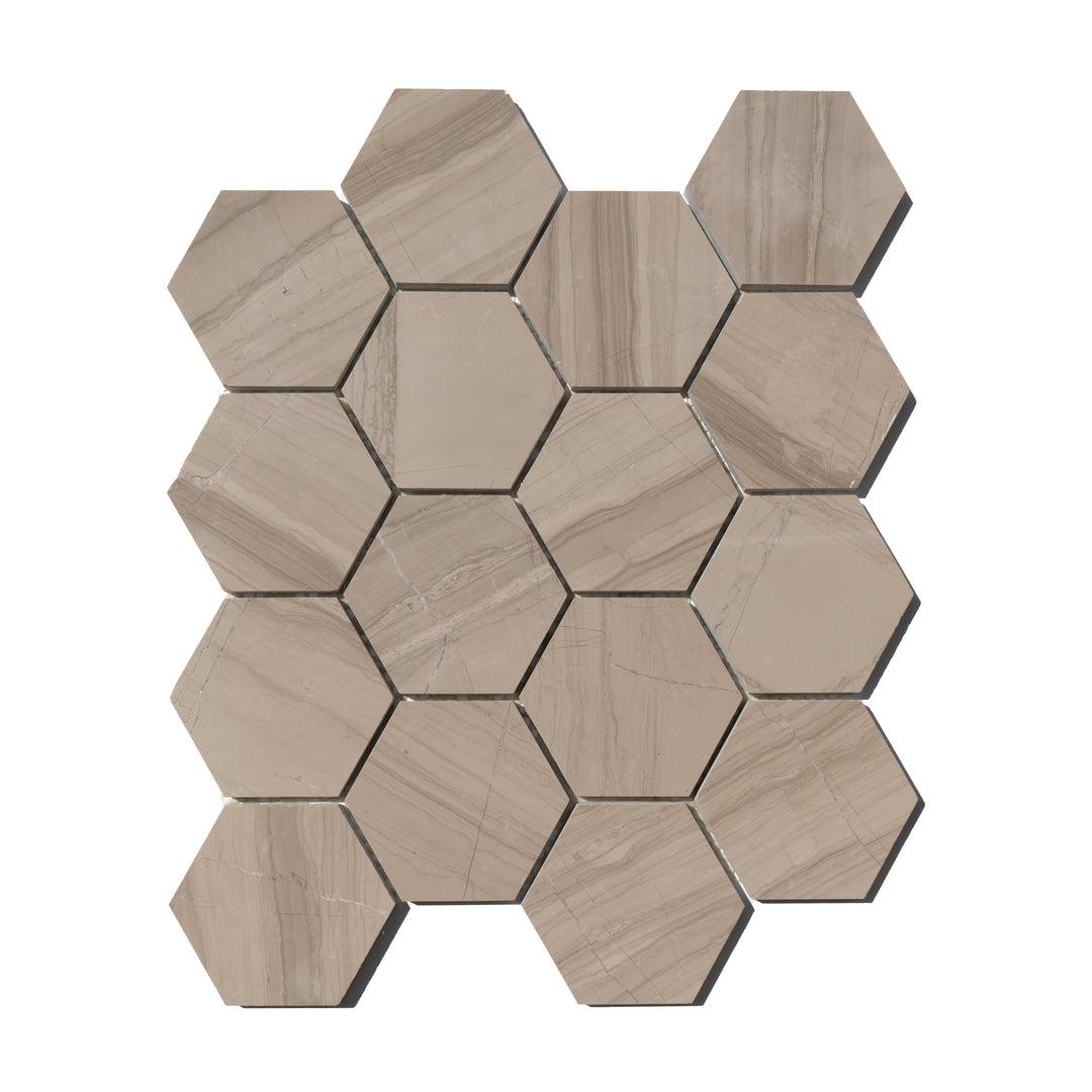 Haisa Dark (Athens Grey) Marble 3x3 Hexagon Honed Mosaic Tile - TILE & MOSAIC DEPOT