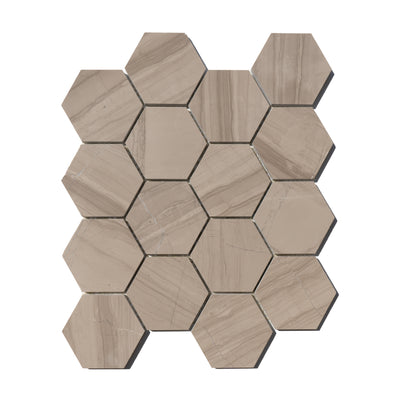Haisa Dark (Athens Grey) Marble 3x3 Hexagon Honed Mosaic Tile