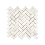 Afyon White Marble 1x2 Polished Herringbone Mosaic Tile