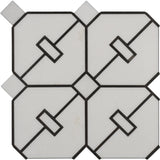 Thassos & Black Basalt Marble Axle Waterjet Mosaic Tile - TILE & MOSAIC DEPOT