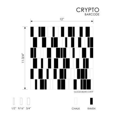 Geometro Barcode Crypto Recycled Glass Mosaic Tile - TILE & MOSAIC DEPOT