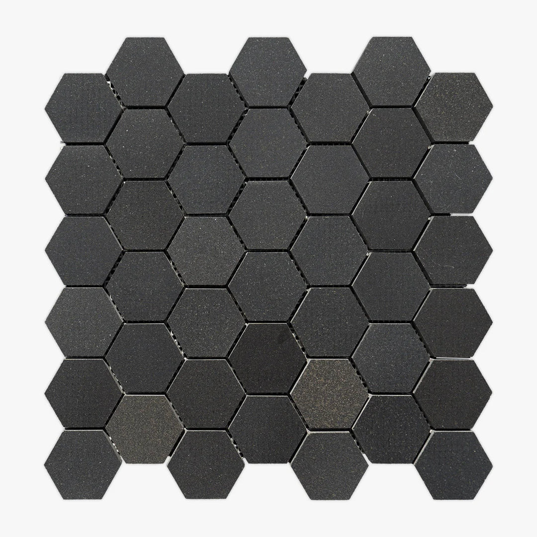 Black Basalt 2x2 Hexagon Honed Mosaic Tile - TILE & MOSAIC DEPOT