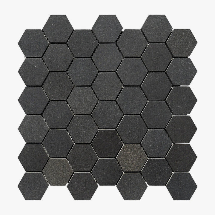 Black Basalt 2x2 Hexagon Honed Mosaic Tile - TILE & MOSAIC DEPOT