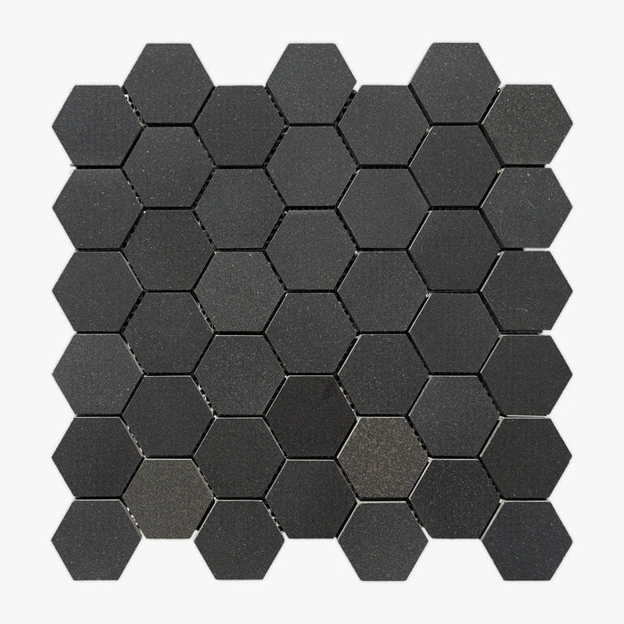 Black Basalt 2x2 Hexagon Honed Mosaic Tile