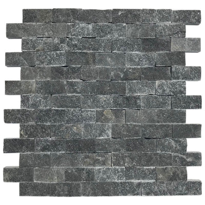 Black Marble 1x2 Split Face Mosaic Tile - TILE & MOSAIC DEPOT