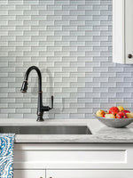 COLOR PALETTE MIRAGE WHITE 1X3 BRICK GLOSS glass Mosaic Tile - TILE & MOSAIC DEPOT