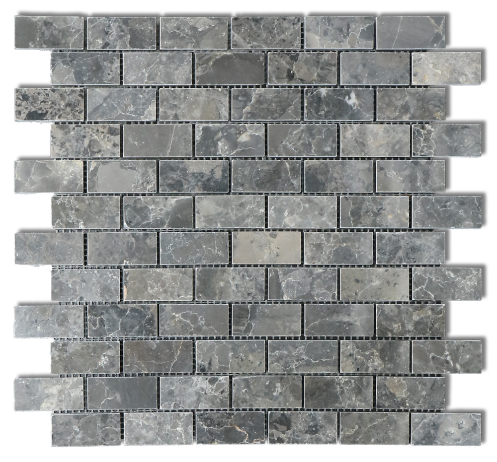 Breccia Grigio Italian 1x2 Brick Polished Marble Tile - TILE & MOSAIC DEPOT