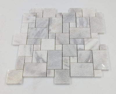 Bianco Caldo Mugla White Micro Mini Pattern Polished Mosaic Tile - TILE & MOSAIC DEPOT