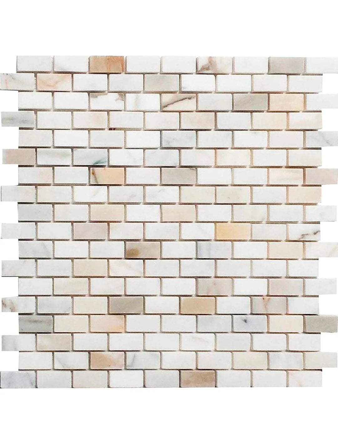 Calacatta Gold Marble Mini Brick Polished Mosaic Tile - TILE & MOSAIC DEPOT