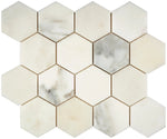 Calacatta Oliva Marble 3x3 Hexagon Honed Mosaic Tile - TILE & MOSAIC DEPOT