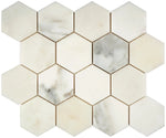 Calacatta Oliva Marble 3x3 Hexagon Polished Mosaic Tile - TILE & MOSAIC DEPOT