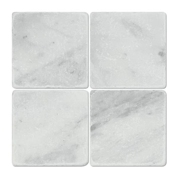White Carrara Marble 6x6 Tumbled Tile