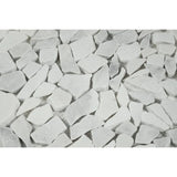 White Carrara Marble Flat Pebble / Paledian (Random Broken) Mosaic Tile - TILE & MOSAIC DEPOT