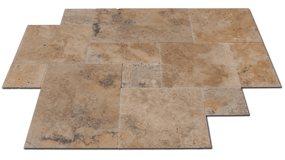 Antico Onyx Travertine Chiseled Versailles Pattern - TILE & MOSAIC DEPOT