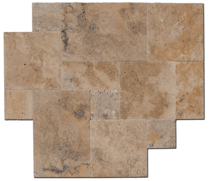 Antico Onyx Travertine Chiseled Versailles Pattern - TILE & MOSAIC DEPOT