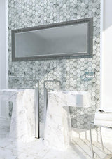 CLOUD 9 GRAY HEX glass Mosaic Tile - TILE & MOSAIC DEPOT