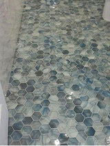 CLOUD 9 BLUE HEX glass Mosaic Tile - TILE & MOSAIC DEPOT