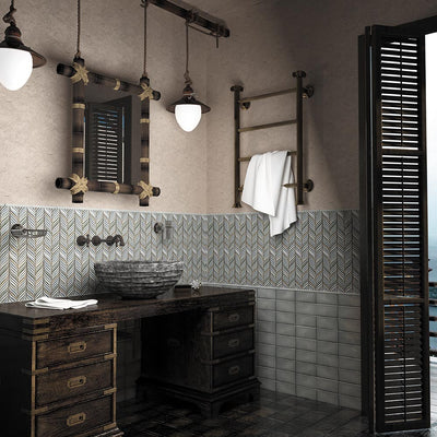 CERAMIQUE PLUME BLUE ceramic Mosaic Tile - TILE & MOSAIC DEPOT