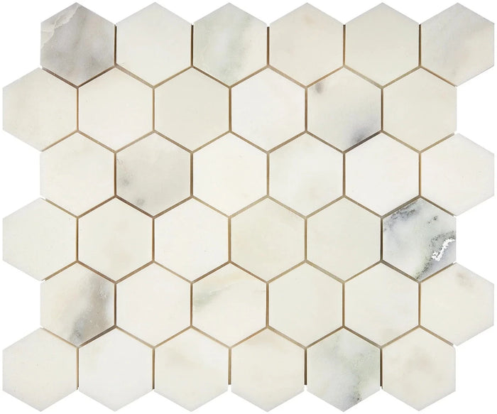 Calacatta Oliva Marble 2x2 Hexagon Honed Mosaic Tile - TILE & MOSAIC DEPOT