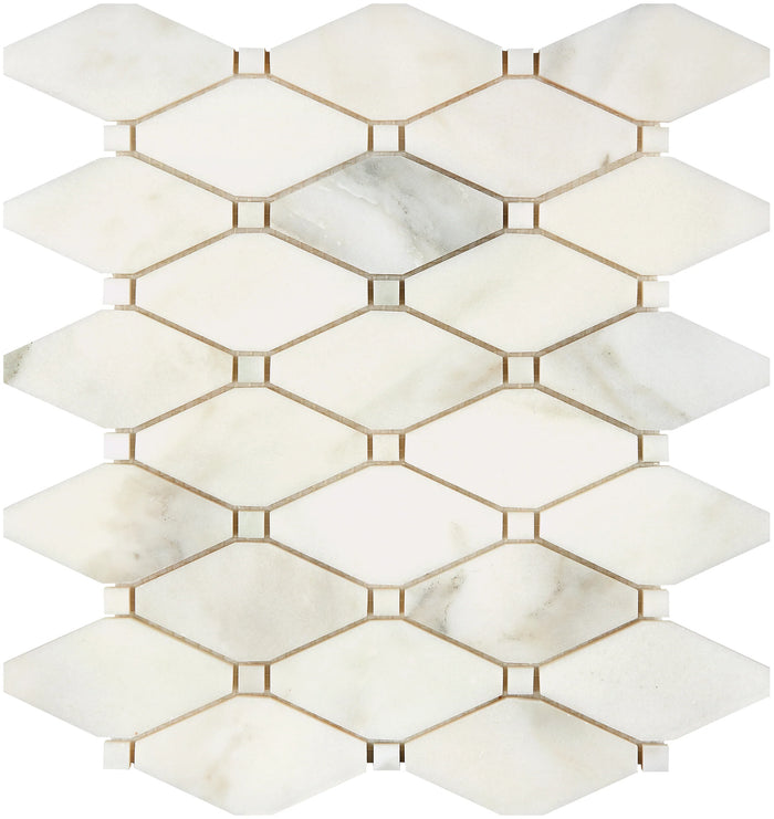 Calacatta Oliva Marble Octave Long Octagon Polished Mosaic Tile - TILE & MOSAIC DEPOT