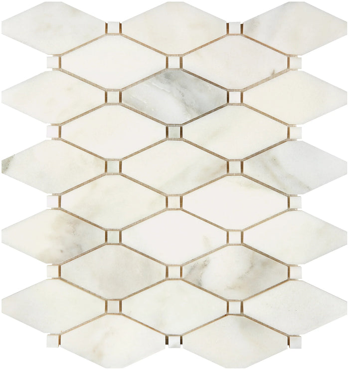 Calacatta Oliva Marble Octave Long Octagon Honed Mosaic Tile - TILE & MOSAIC DEPOT
