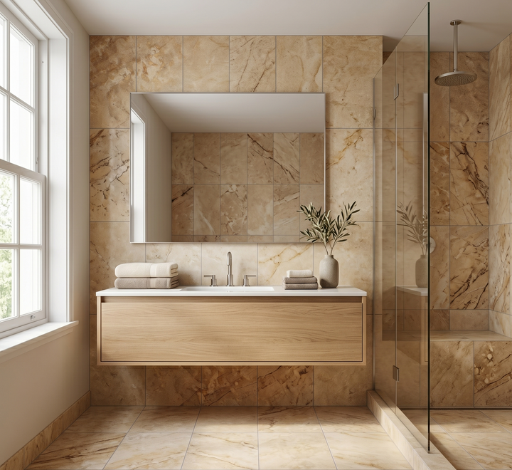 Crema Giallo Limestone 18x18 Brushed Tile - TILE AND MOSAIC DEPOT
