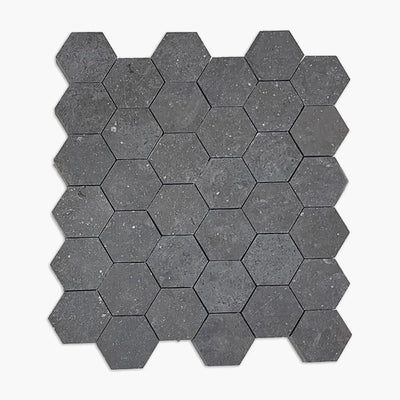 Nova Blue Limestone 2x2 Hexagon Honed Mosaic Tile - TILE & MOSAIC DEPOT