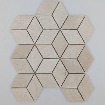 Crema Marfil Marble Rhombus 3D Polished Mosaic Tile (Clearance) - TILE & MOSAIC DEPOT