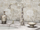Dahlia Gold Engraved Aspen White Marble Mosaic Tile - TILE & MOSAIC DEPOT