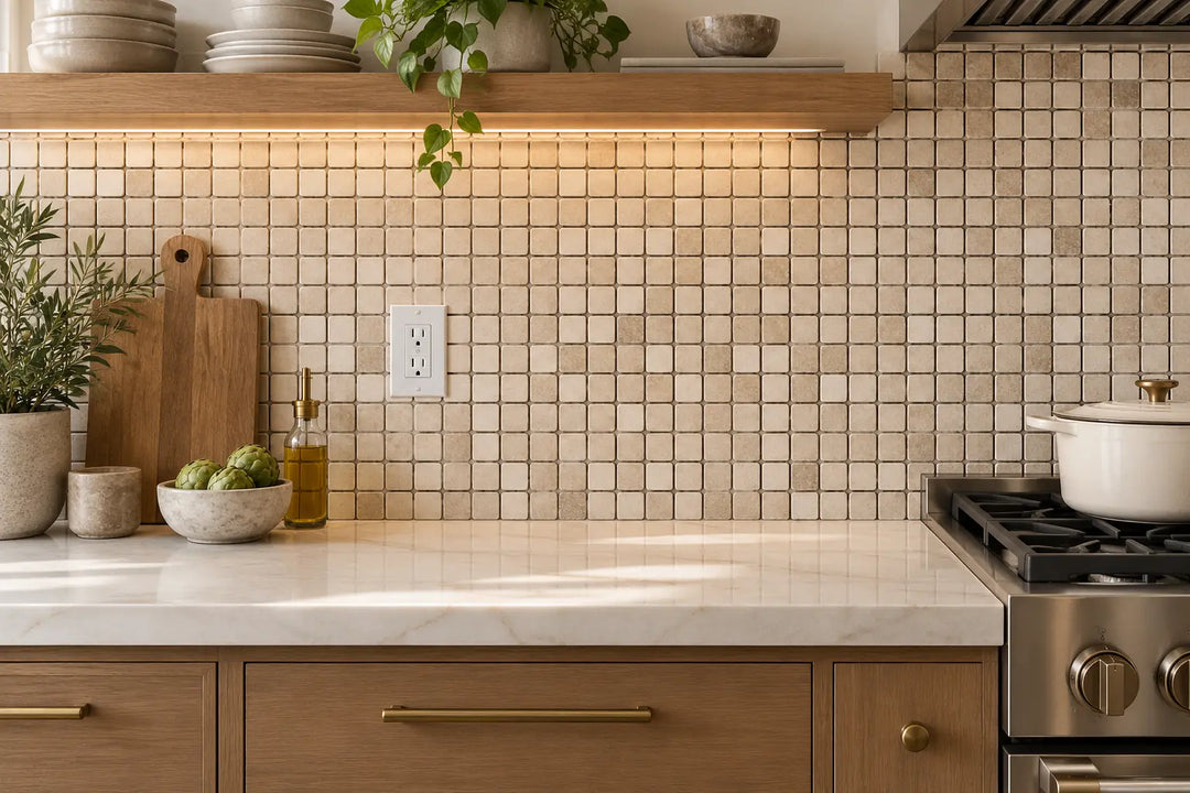 1 x 1 Tumbled Durango Travertine Mosaic Tile