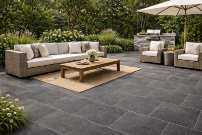 Basalt Black 16×24 Brushed Tile - TILE AND MOSAIC DEPOT