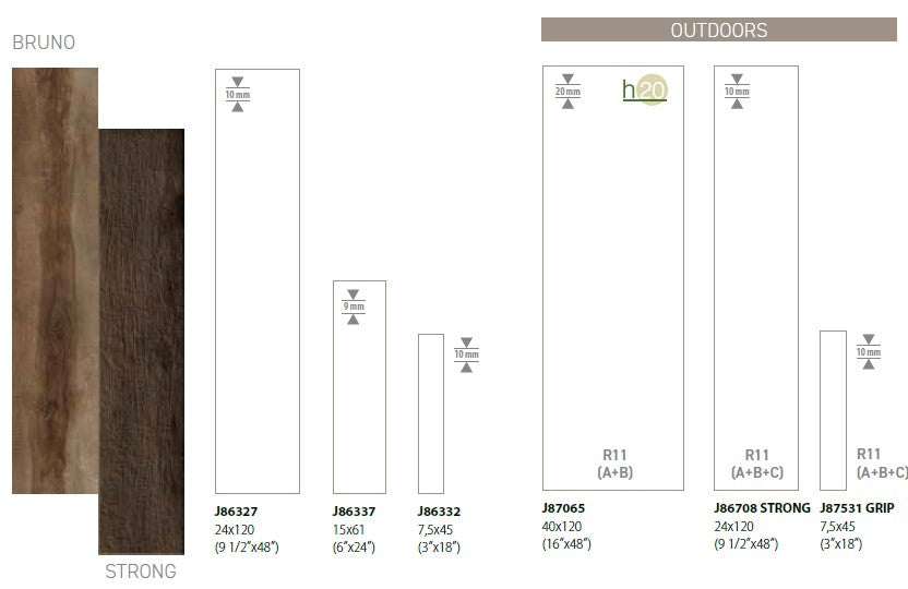 Greenwood Bruno 10x48 Wood Look Matte Porcelain Tile - TILE AND MOSAIC DEPOT