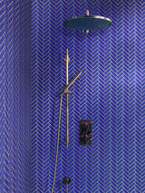 COLOR PALETTE COBALT BLUE 1X3 HERRINGBONE GLOSS Glass Mosaic Tile - TILE & MOSAIC DEPOT