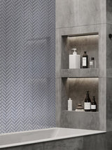 COLOR PALETTE SUGAR COOKIE 1X3 HERRINGBONE GLOSS Glass Mosaic Tile - TILE & MOSAIC DEPOT
