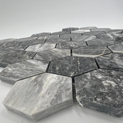 Bardiglio Grey Marble 2x2 Hexagon Polished Mosaic Tile - TILE & MOSAIC DEPOT