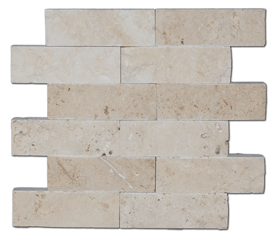 Ivory Travertine 2x6 Split Face Mosaic Tile