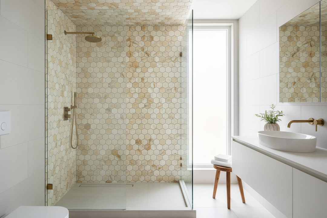 2x2 Latravonya Travertine Filled Honed Hexagon Mosaic Tile