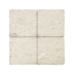 White Pearl Myra Limestone 4x4 Tumbled Tile - TILE & MOSAIC DEPOT