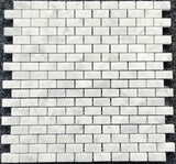 White Carrara Marble Mini Brick Polished Mosaic Tile - TILE & MOSAIC DEPOT