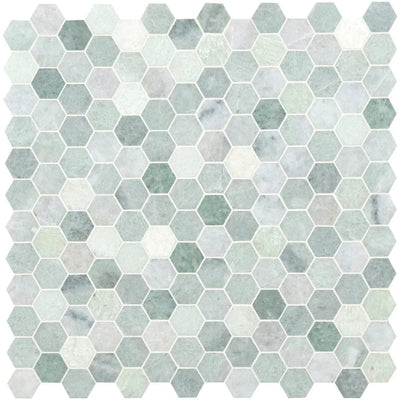 Ming Green Marble 2x2 Hexagon Mosaic Tile - TILE & MOSAIC DEPOT