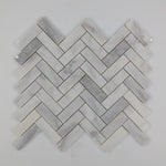 Bianco Caldo Mugla White 1x4 Herringbone Polished Mosaic Tile - TILE & MOSAIC DEPOT