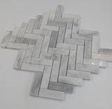 Bianco Caldo Mugla White 1x4 Herringbone Polished Mosaic Tile - TILE & MOSAIC DEPOT