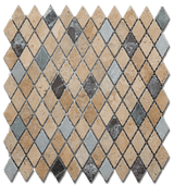Mixed Travertine & Marble 1x2 Diamond Tumbled Mosaic Tile - TILE & MOSAIC DEPOT
