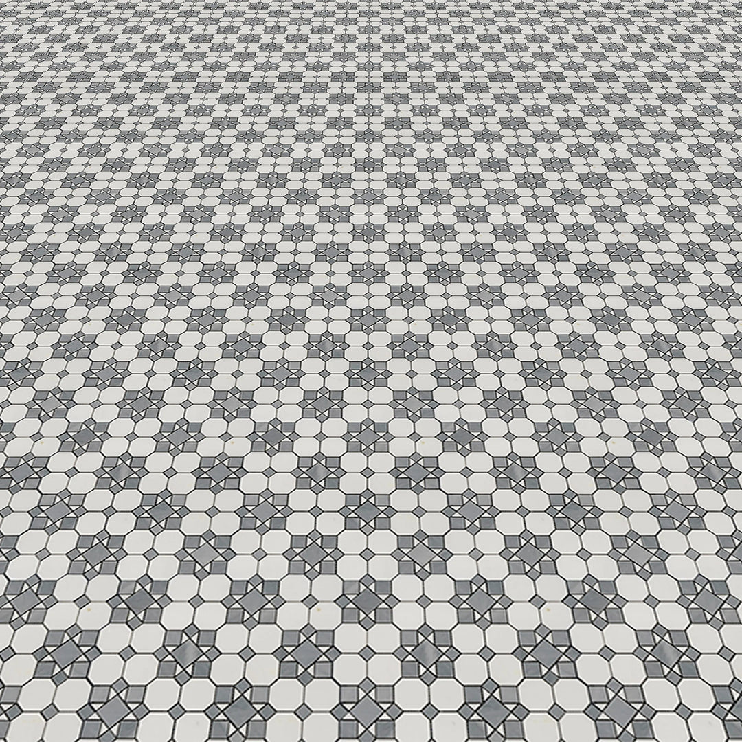 Thassos & Blue Marble Octave Patio Mosaic Tile - TILE & MOSAIC DEPOT