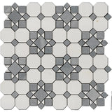 Thassos & Blue Marble Octave Patio Mosaic Tile - TILE & MOSAIC DEPOT