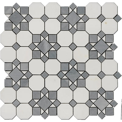 Thassos & Blue Marble Octave Patio Mosaic Tile - TILE & MOSAIC DEPOT