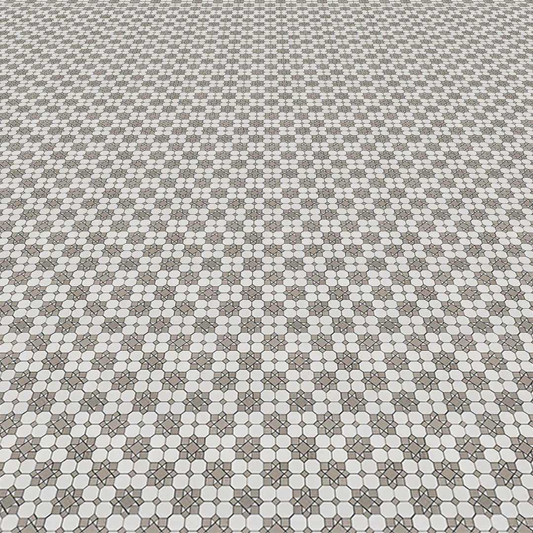Thassos & Grey Marble Octave Patio Mosaic Tile - TILE & MOSAIC DEPOT