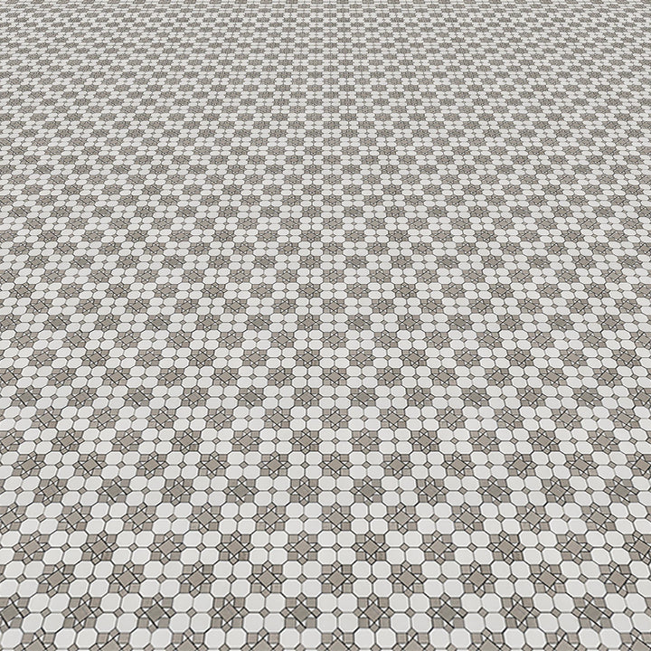 Thassos & Grey Marble Octave Patio Mosaic Tile - TILE & MOSAIC DEPOT